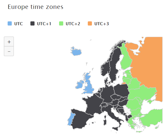 Time Zone Map Europe Printable